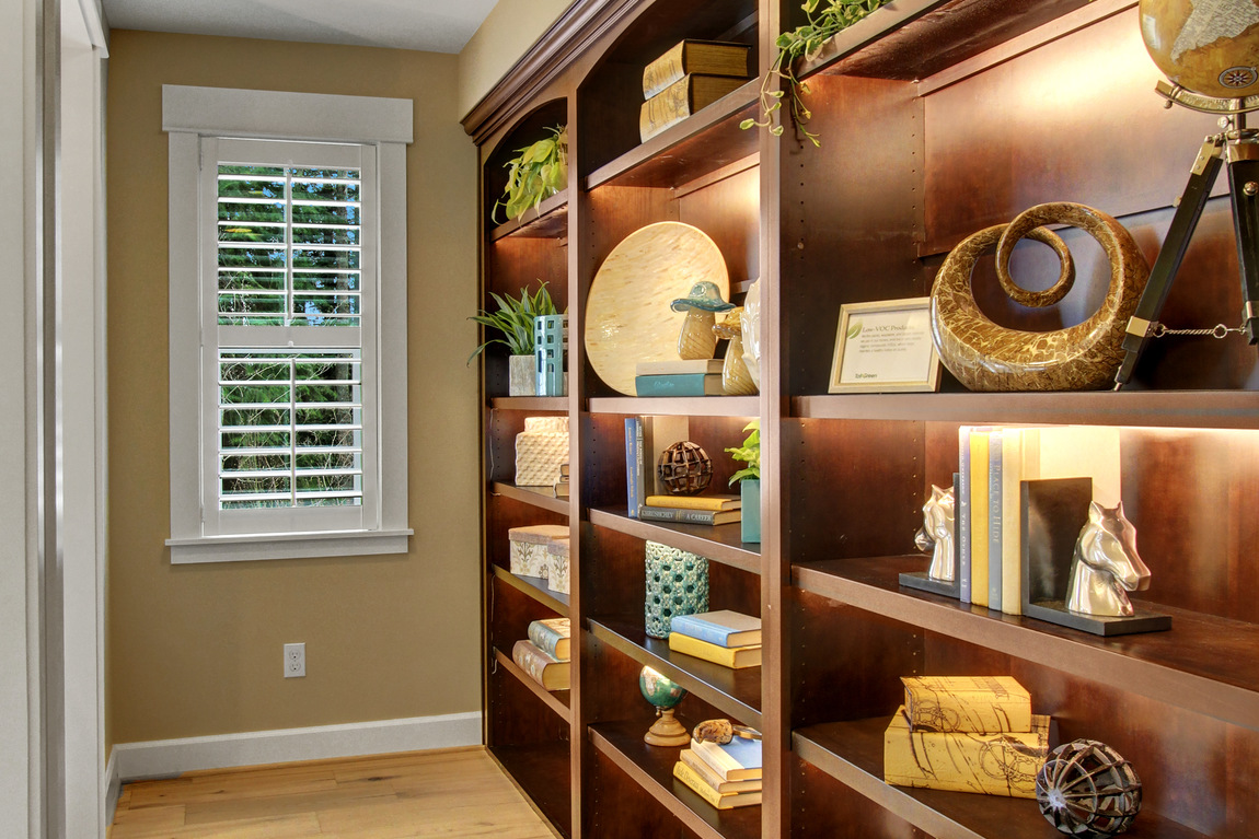 Stunning bookshelf with accent lighting