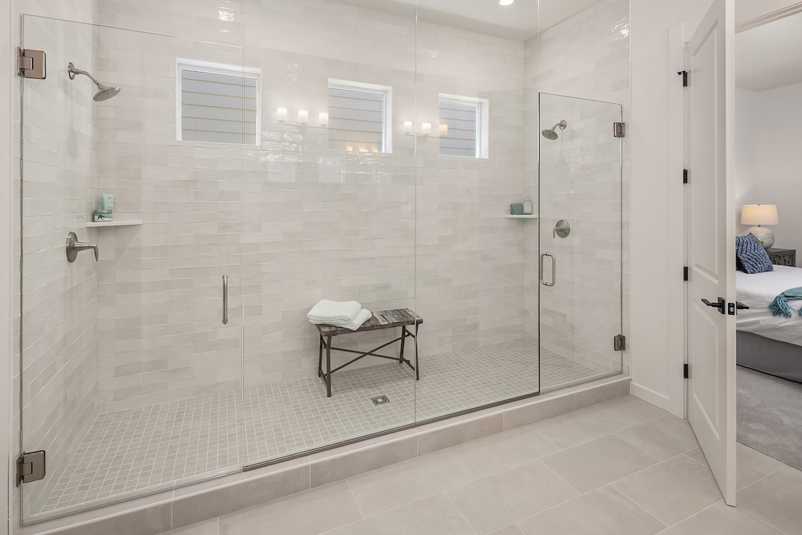 primary bathroom with large walk in shower