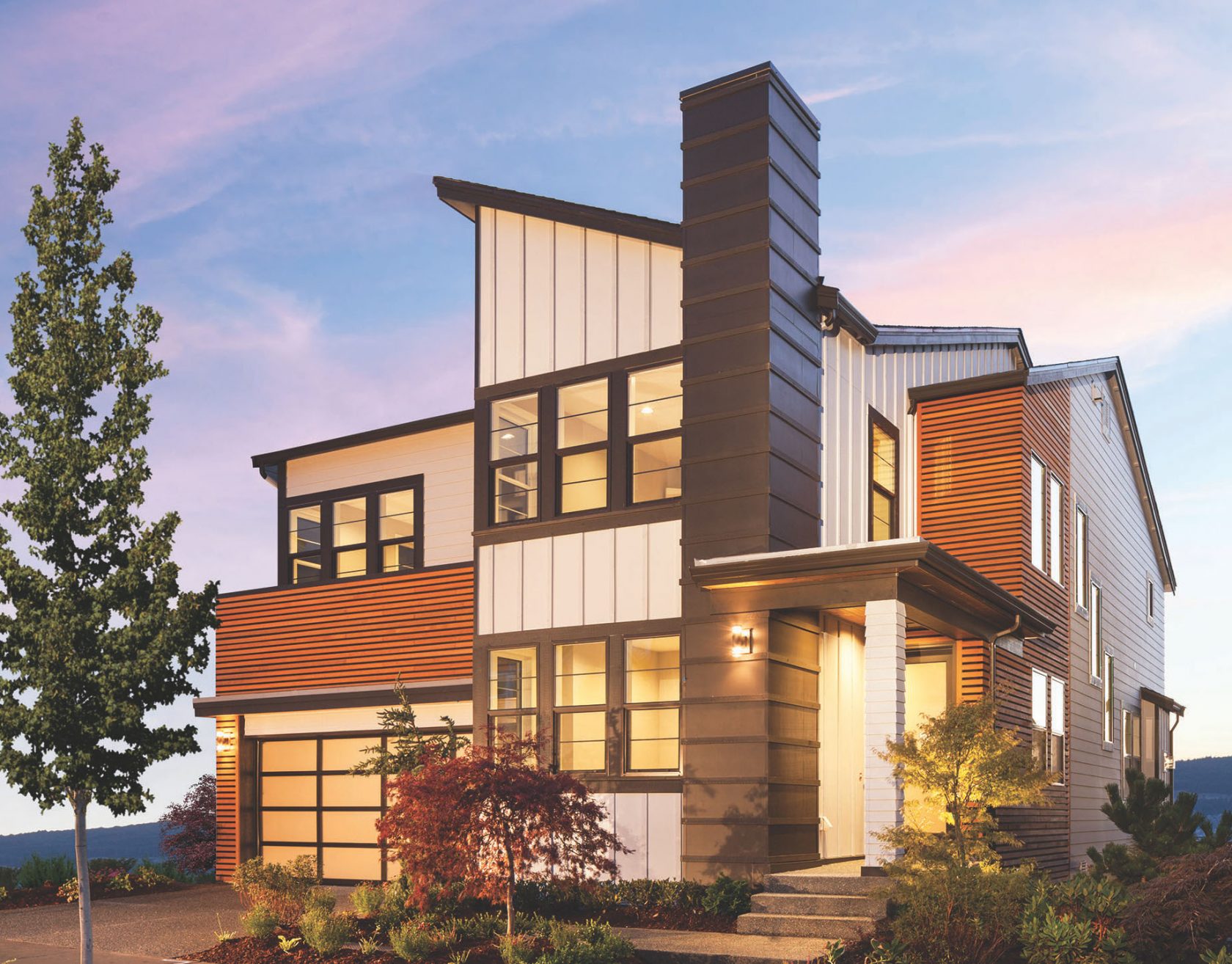 Exterior of a modern single family house in Portland, Oregon.