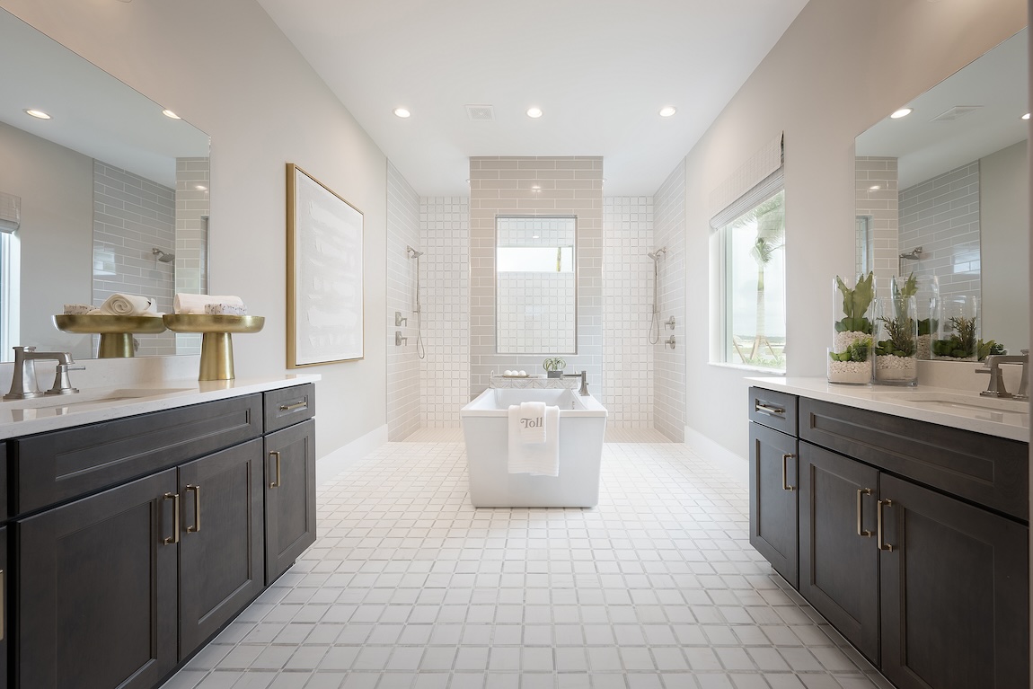 Large luxury bathroom with walk-in shower