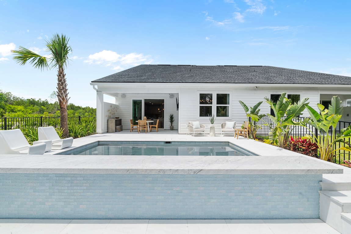 modern backyard from Toll Brothers home in Ponte Vedra, Florida