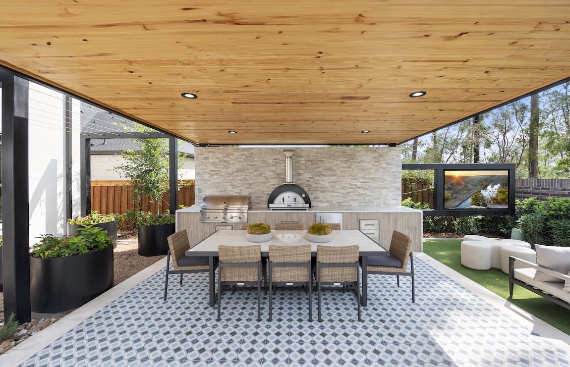 Outdoor kitchen and entertainment space