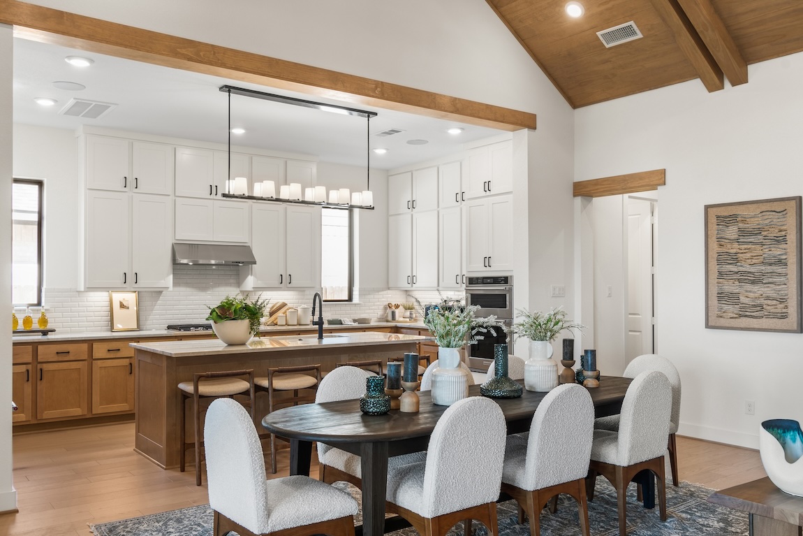 modern farmhouse kitchen and dining area